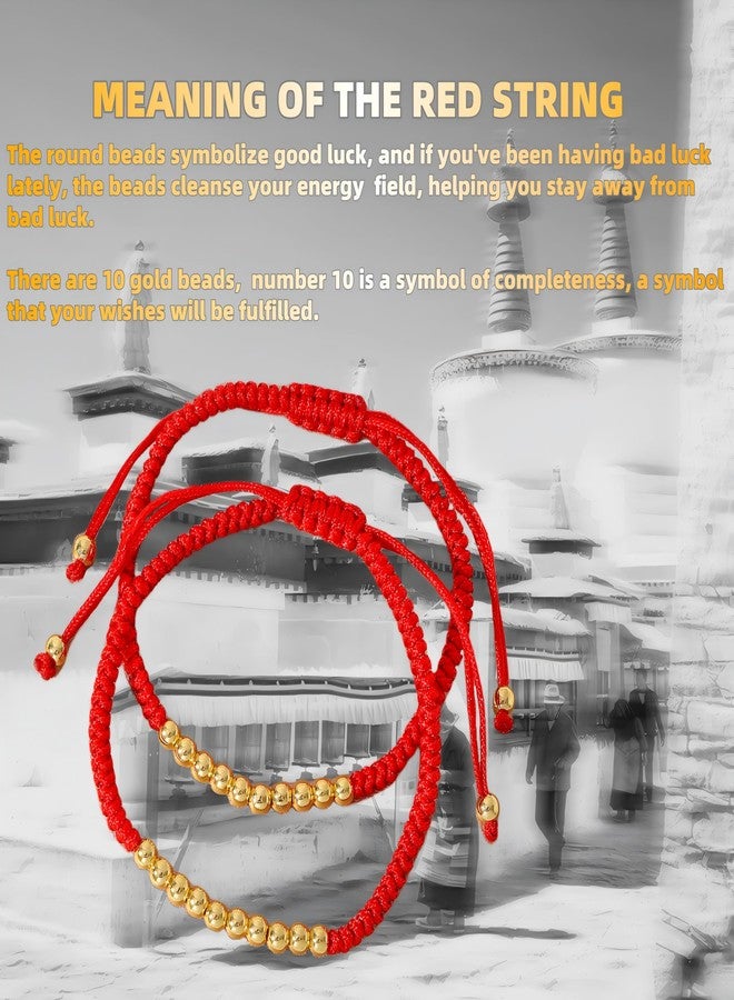 OopsifyMe 2PCS Handmade Bracelet Protection Gifts, String Adjustable Amulet Bracelet, Powerful Bracelet for Good Luck, Red Braided Bracelet for Women Mom Mother Daughter Couples Sisters Friends - Image 3
